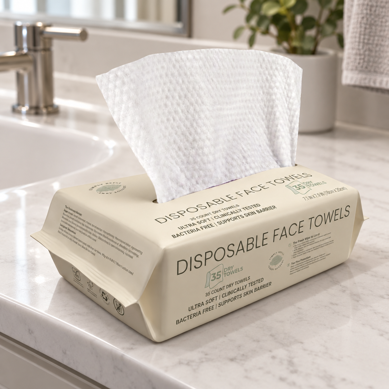 Fresh white face towels