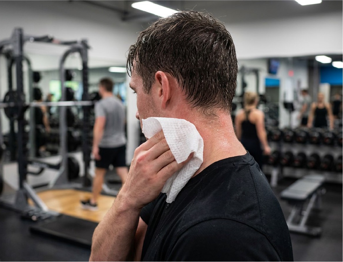 Freshening up after exercise
